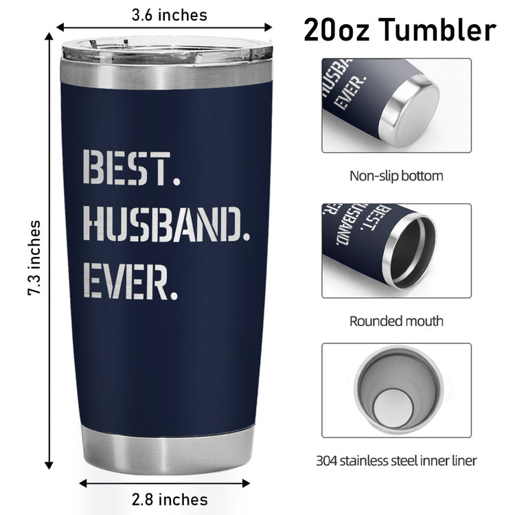Christmas Gift Ideas for Husband From Wife, Anniversary, Valentines Day, Christmas, Birthday Gifts For Men, Him, Romantic Gift Ideas | 20oz Stainless Steel Tumbler Best Husband Ever Drinkwater Flasks