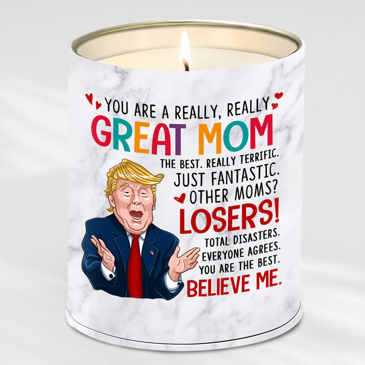Great Mom Funny Trump Candle Coconut Vanilla 10oz Tin Candle For Mom