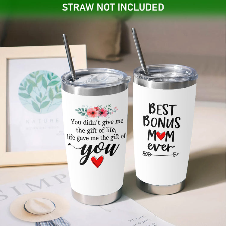 TEEZWONDER Gifts For Bonus Mom, Mama Gifts For Women, Step Mom Gift Ideas, Mother, Bonus Mom, Birthday Gifts For Mom From Daughter, First Time, New Mom Gifts For Women, 20oz Stainless Steel Tumbler