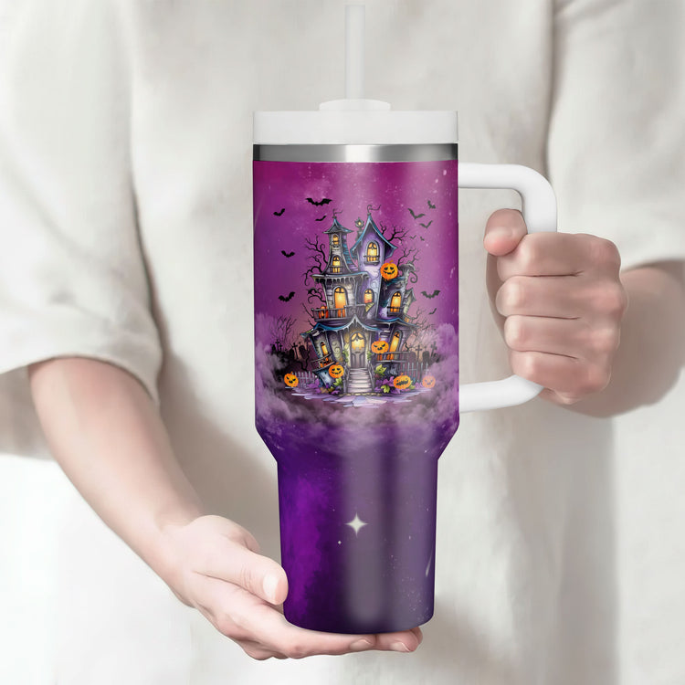 Halloween Witch Haunted House Spooky Vibes 40oz Tumbler 5D Printed