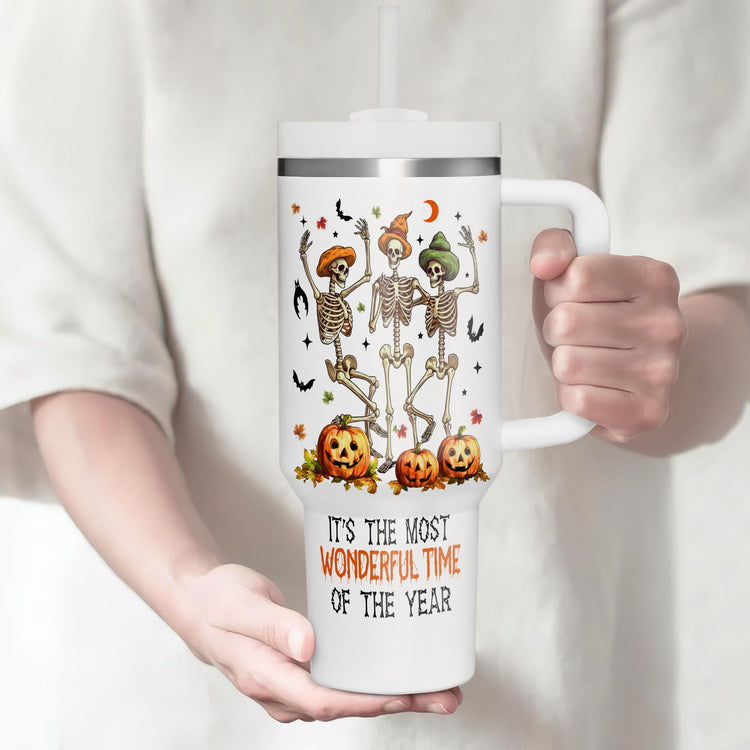 Dancing Skeleton Halloween It's The Most Wonderful Time Of The Year 40oz Tumbler 5D Printed
