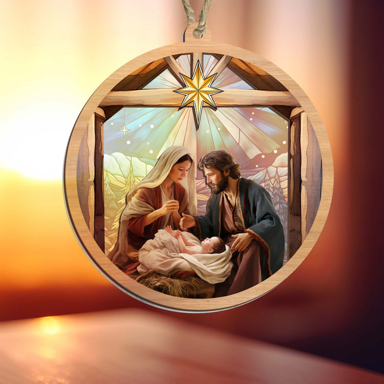 Nativity Of Jesus O Holy Night Christmas Suncatcher Ornament TQN1906SC