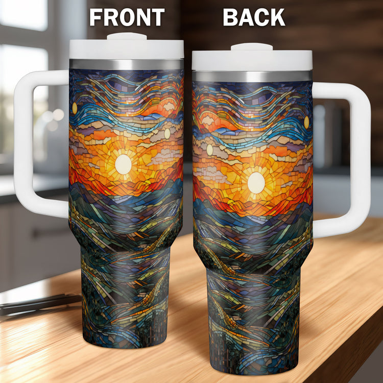 Landscape Stained Glass 40oz Tumbler 5D Printed